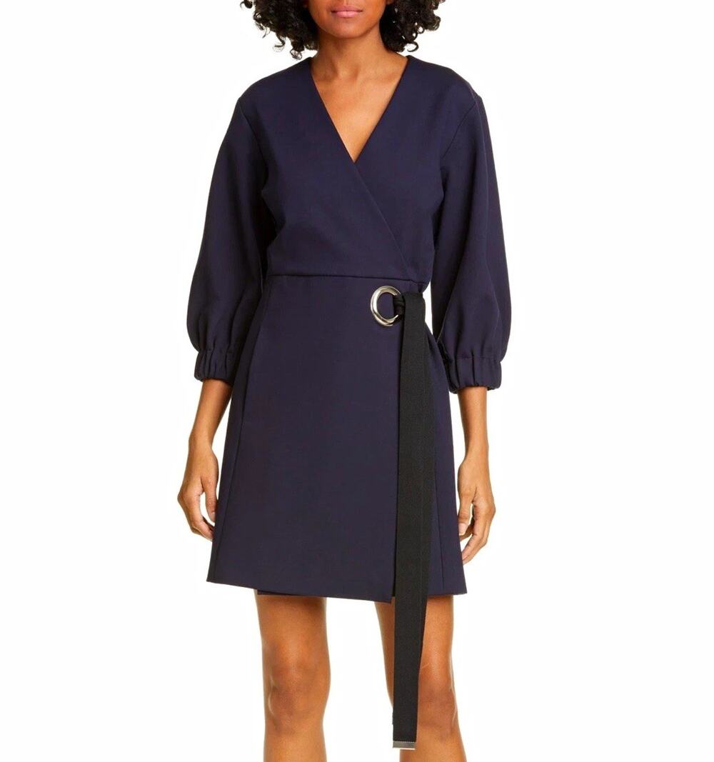 Women’s TIBI Wrap Front Mini Dress Navy Blue Size 6